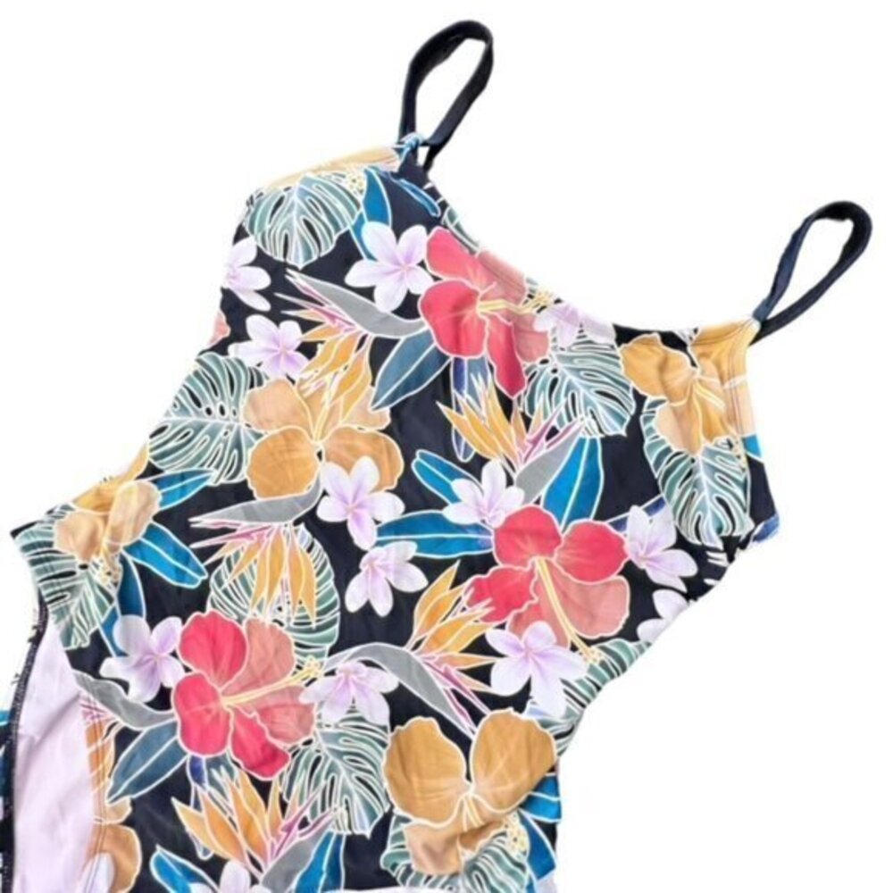 Hurley Swimsuit‎ One Piece Size XL Floral Tropical Print UPF 50 Bathing Suit EUC